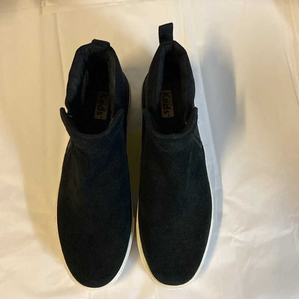 Keds‎ women’s size 8.5 black suede leather and tweed Cooper Slip On Sneakers